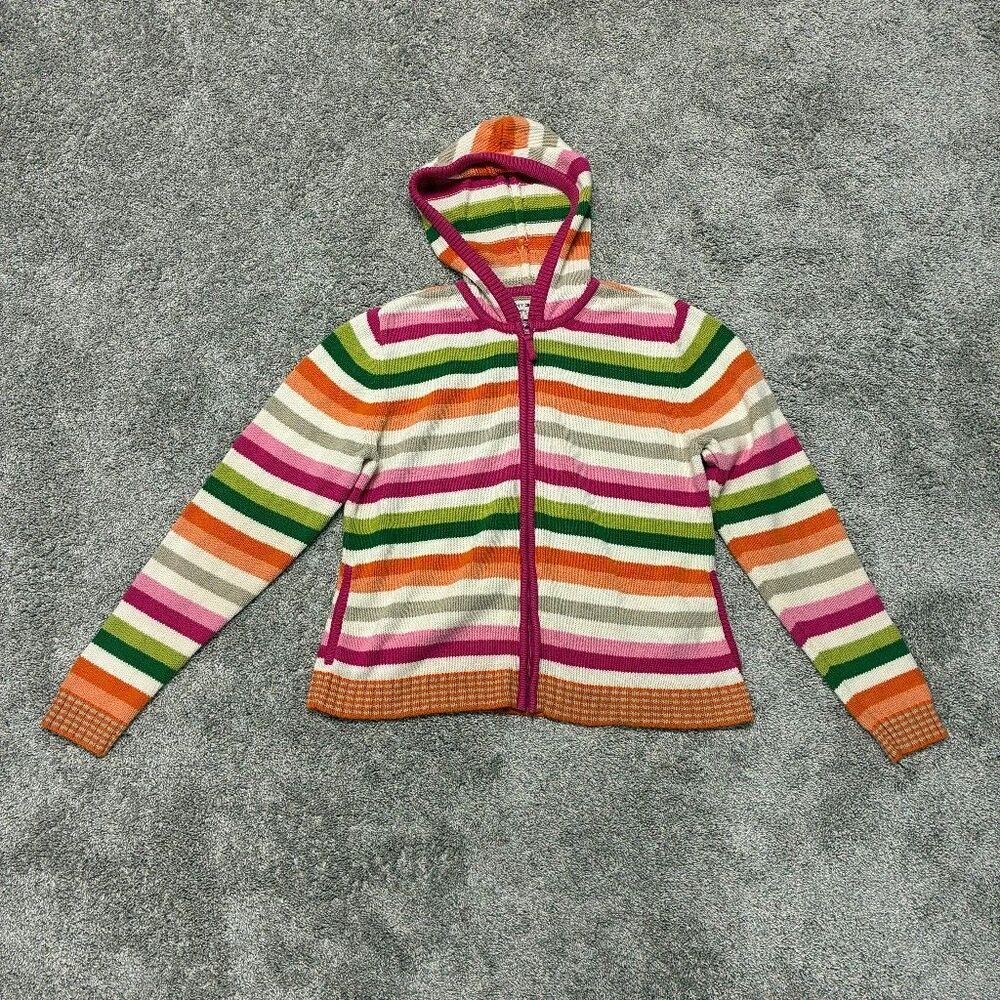 VTG Tommy Hilfiger Y2K Striped Zip Sweater XL Multicolor Hood Preppy 2000s Retro
